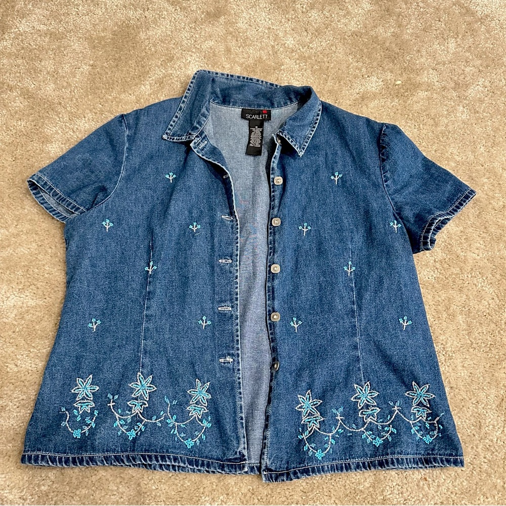 vintage womens denim blue shirt size 16